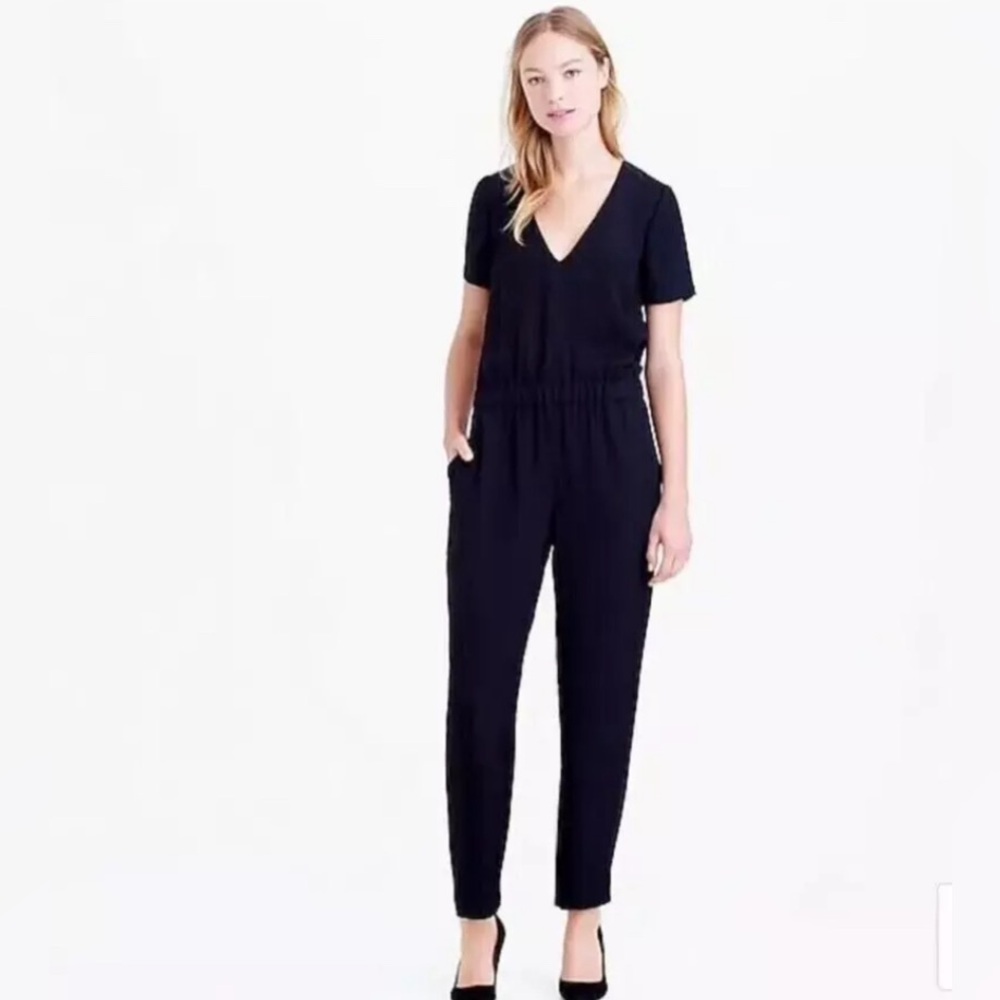 J.Crew Collection Black V Neck Jumpsuit Size 8